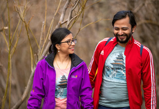 two students on a hike