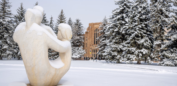 campus covered in snow