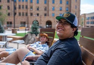 student outside North Hall