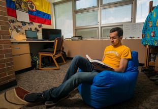 student in their dorm room