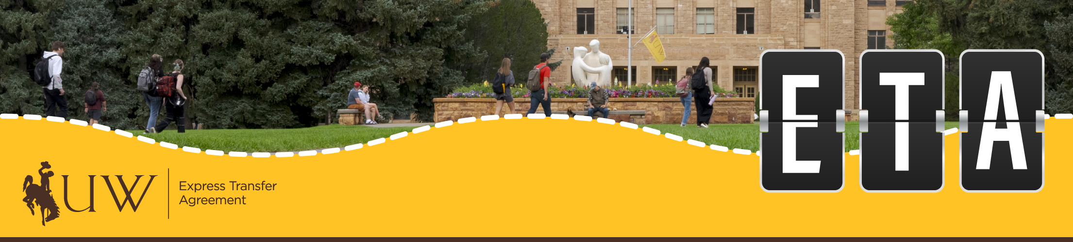 Masthead with ETA logo and photo of campus