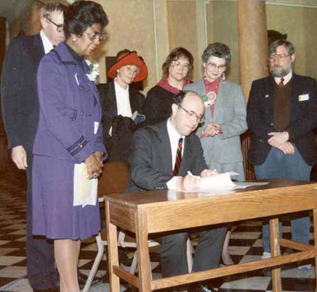 Senator Liz Byrd attending Martin Luther King Day bill signing, 1990.