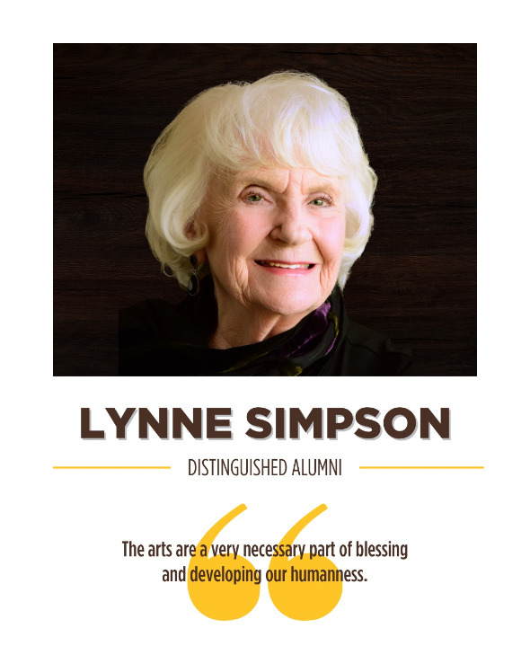 Head shot of Distinguished Alumi Lynne Simpson. THe Arts are a very necessary part of blessing our humaness. 
