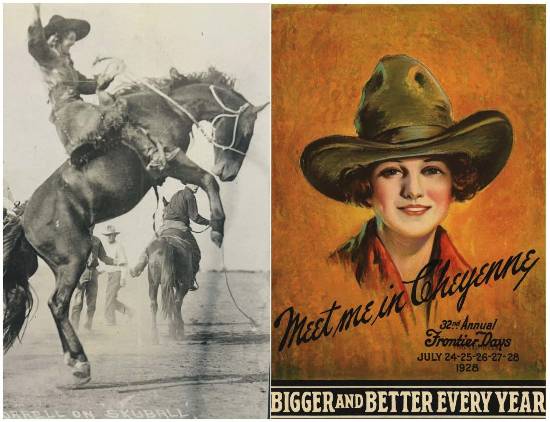 Cheyenne frontier days J.S. Palen photo of woman horse rider and Froniter days photer