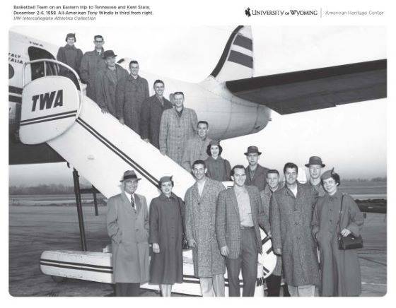 TWA passengers on aircraft ramp