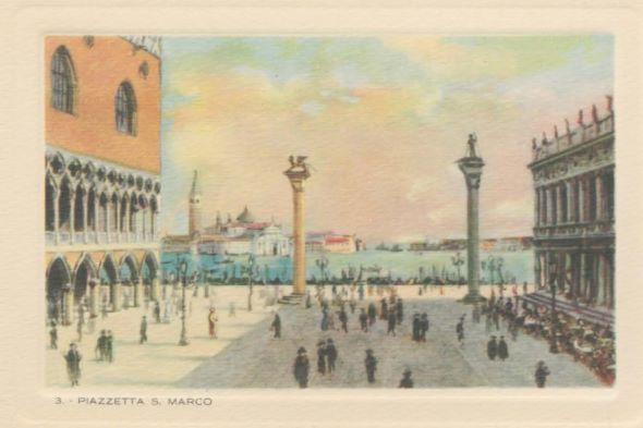 Venice Italy scrap book water color picture of the Piazzetta S. Marco square