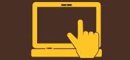 Cartoon finger on a computer screen