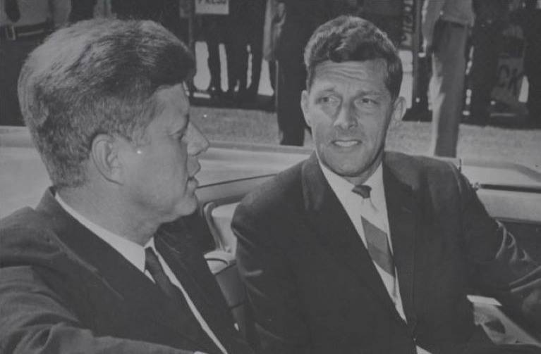 Kennedy, John F. visit to Wyoming - JFK Conservation Visit - JFK and McGee - Car - Laramie - 1963 