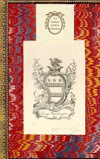 EX Libris Lewis Sinstein. Coat of Arms. George Washington.