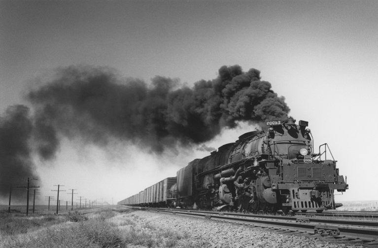 Big Boy Train billowing steam and smoke