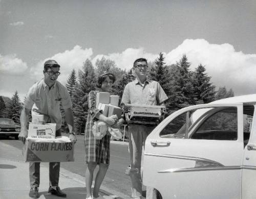 1950's UW Student Unloading Car