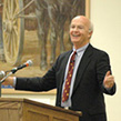  Secretary of Interior James G. Watt standing behind podium speaking