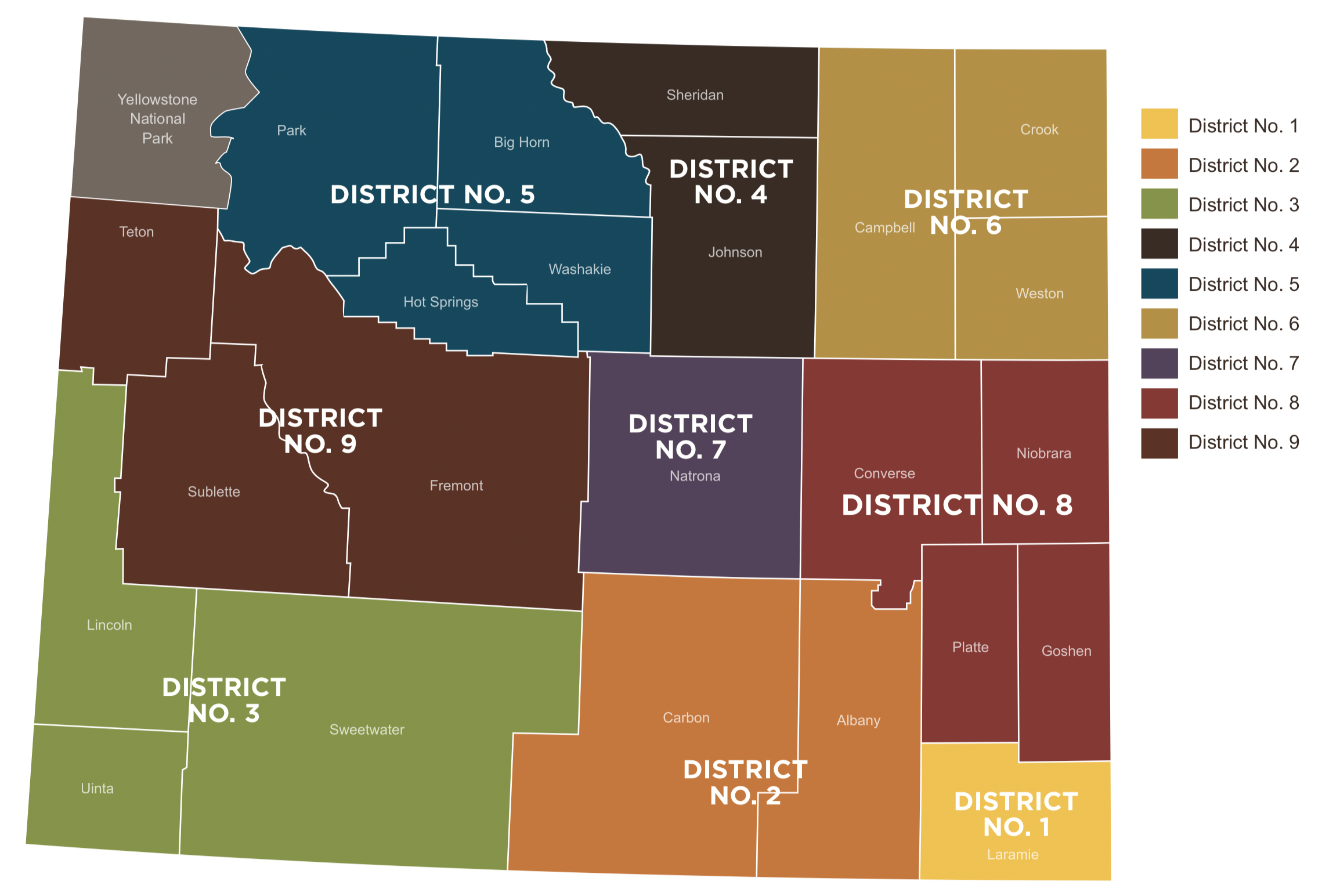 Map of judicial districts of Wyoming