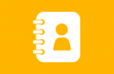 Icon showing a gold background with a white book and a stick image of a person on the book