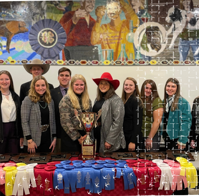 Judging team standing behind awards table