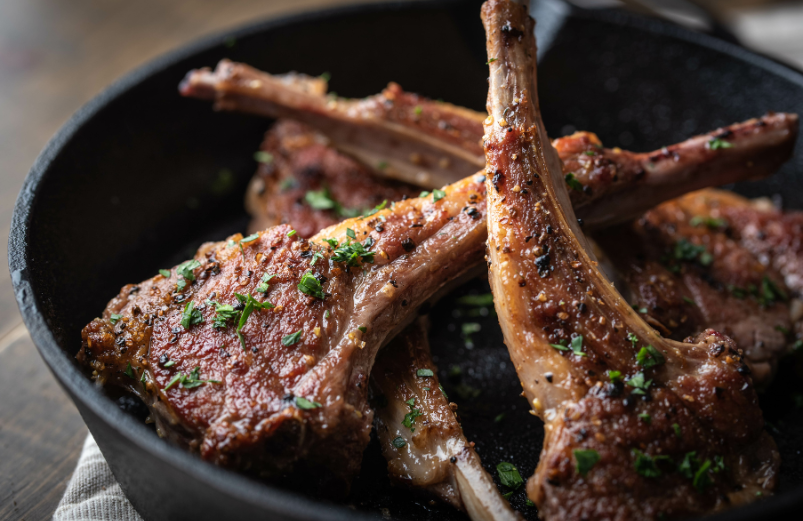 Lamb Chops in Cast Iron Skillet