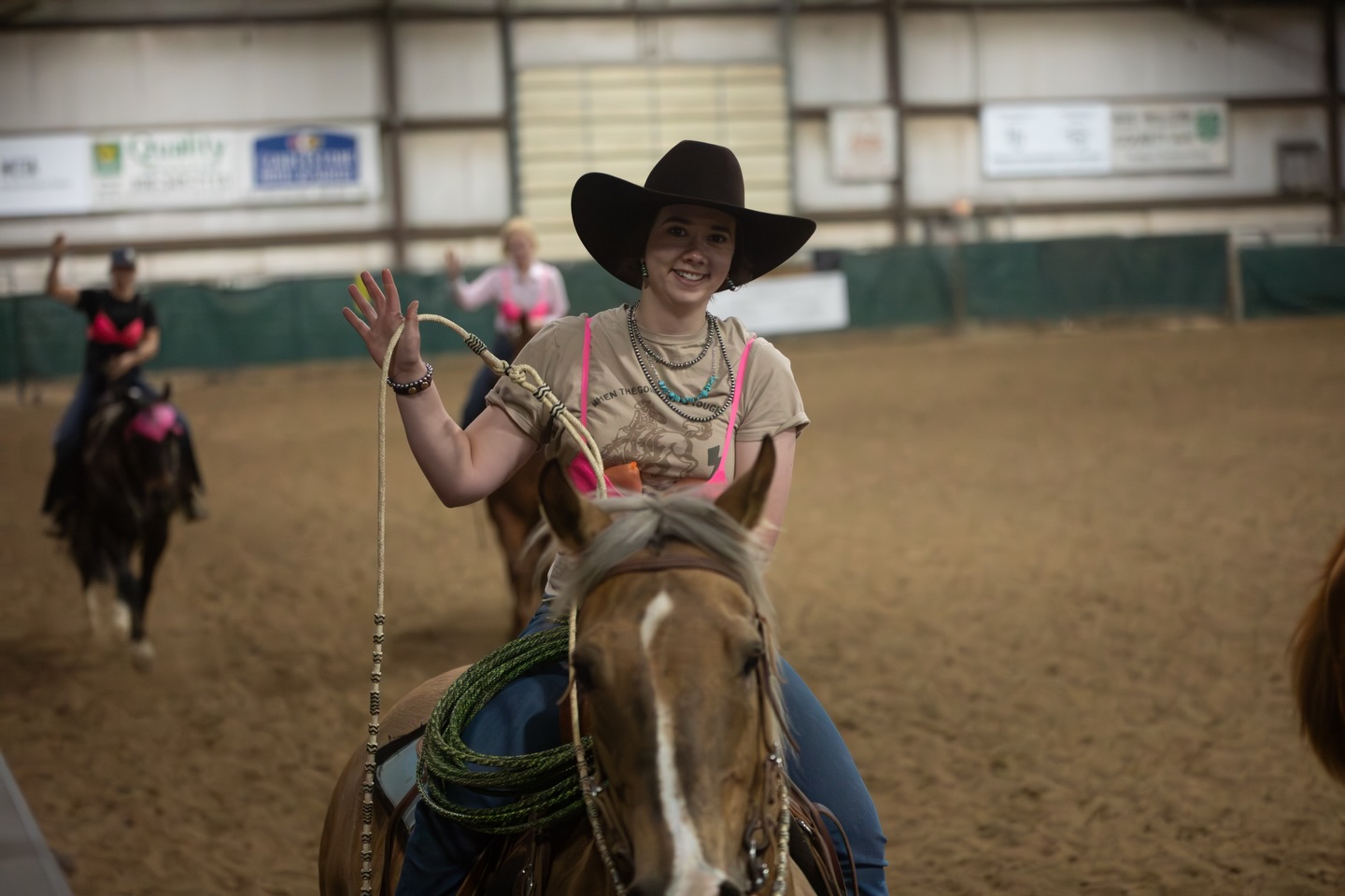 student riding a horse