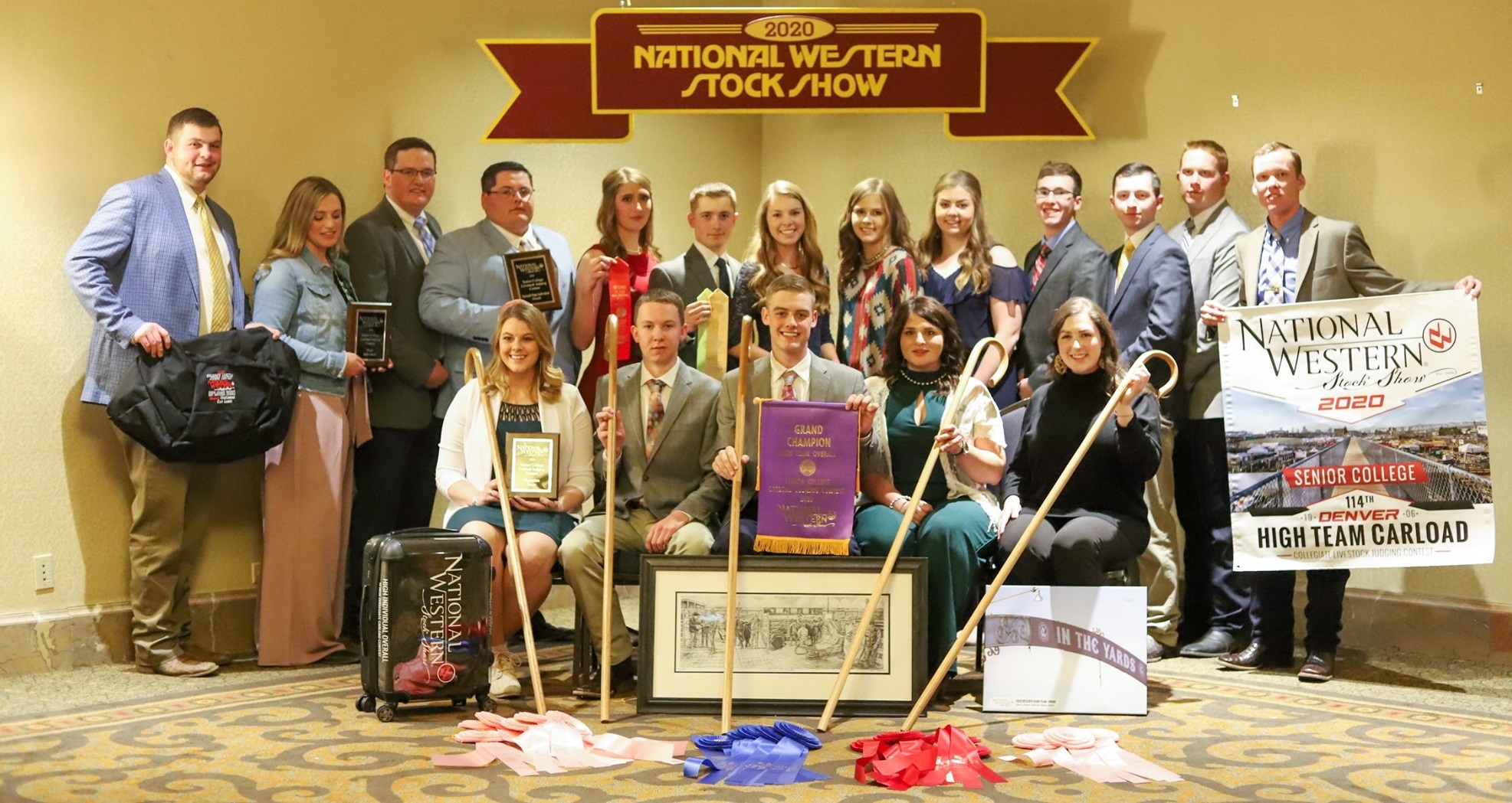 The 2020 University of Wyoming Livestock Judging Team at the National Western Stock Show.