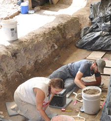 Edi Grabar excavating at the Hell Gap site.