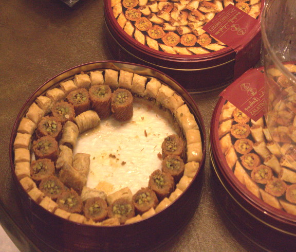 a tray of baklava