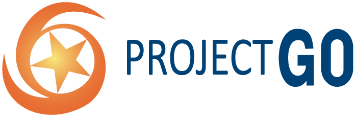 project go blue text logo