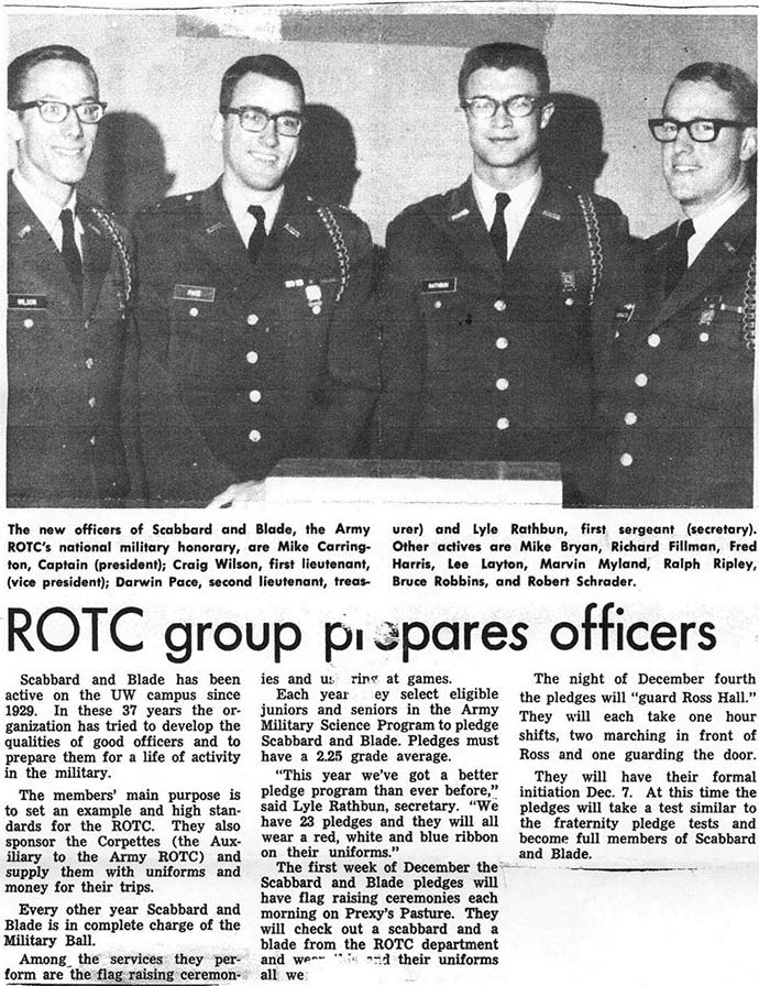 Historical group of ROTC officers, Darwin, Pace, Scabbard and Blade