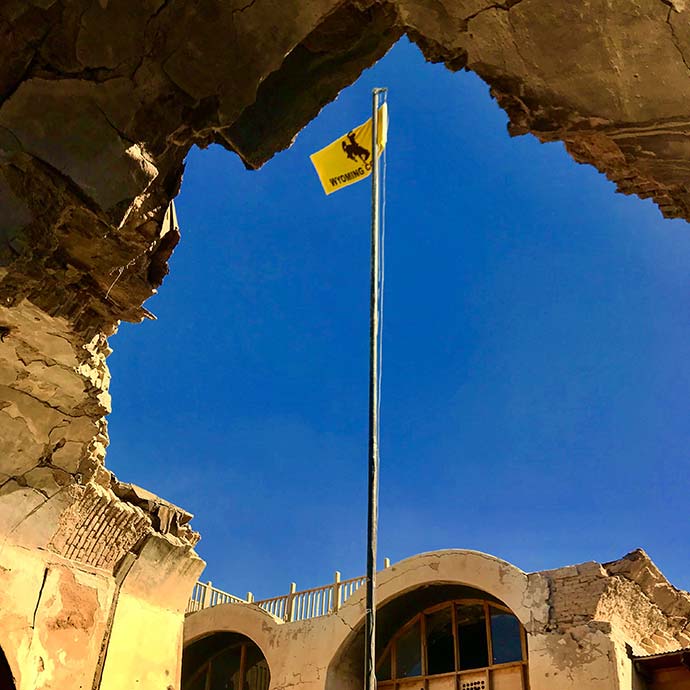 UW flag flying over Taliban's Last Stand on Kandahar Airfield