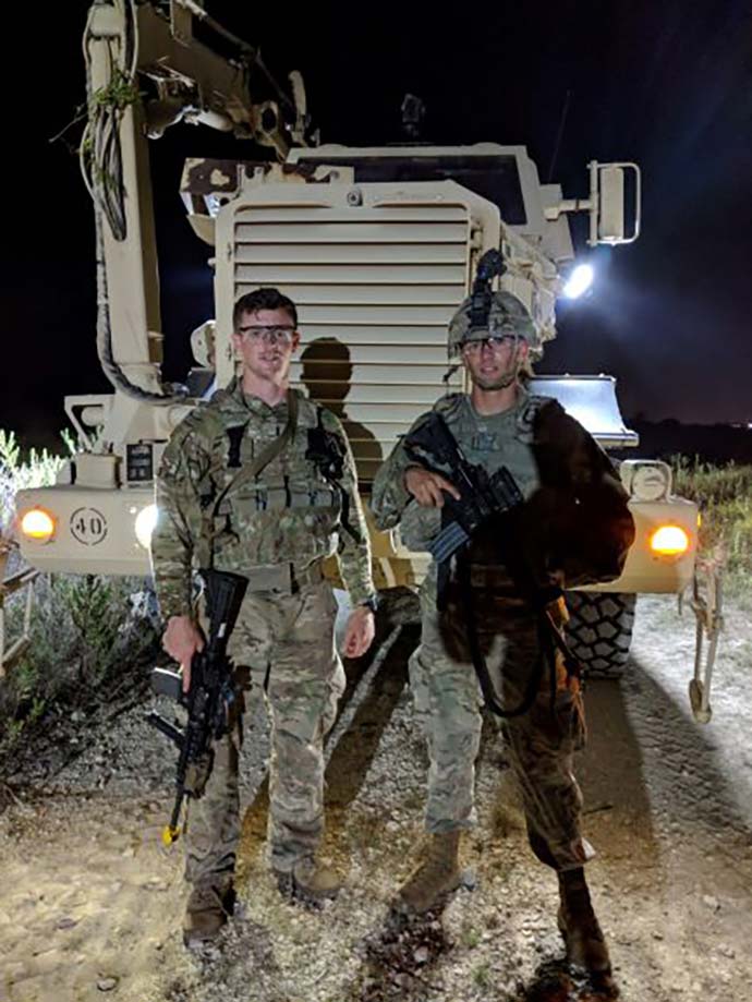 Army ROTC cadets in full combat gear