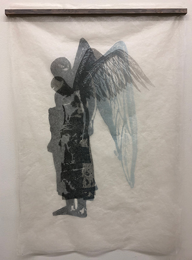 Lithograph of male figures with wings