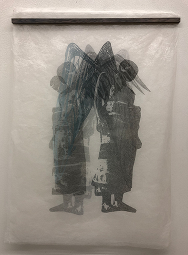 Lithograph of male figures with wings