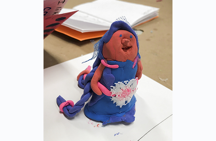 A clay creation made by an art student.