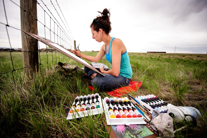 Student Creating Art Outside