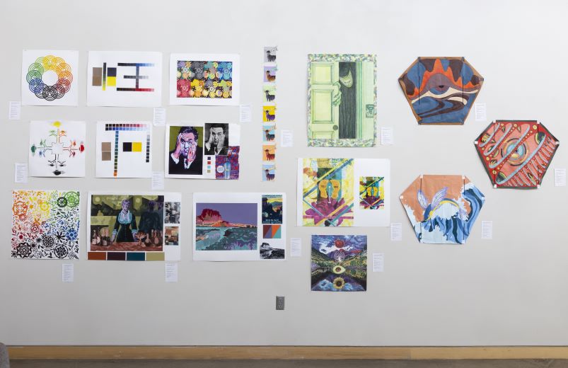 Colorful student work on display
