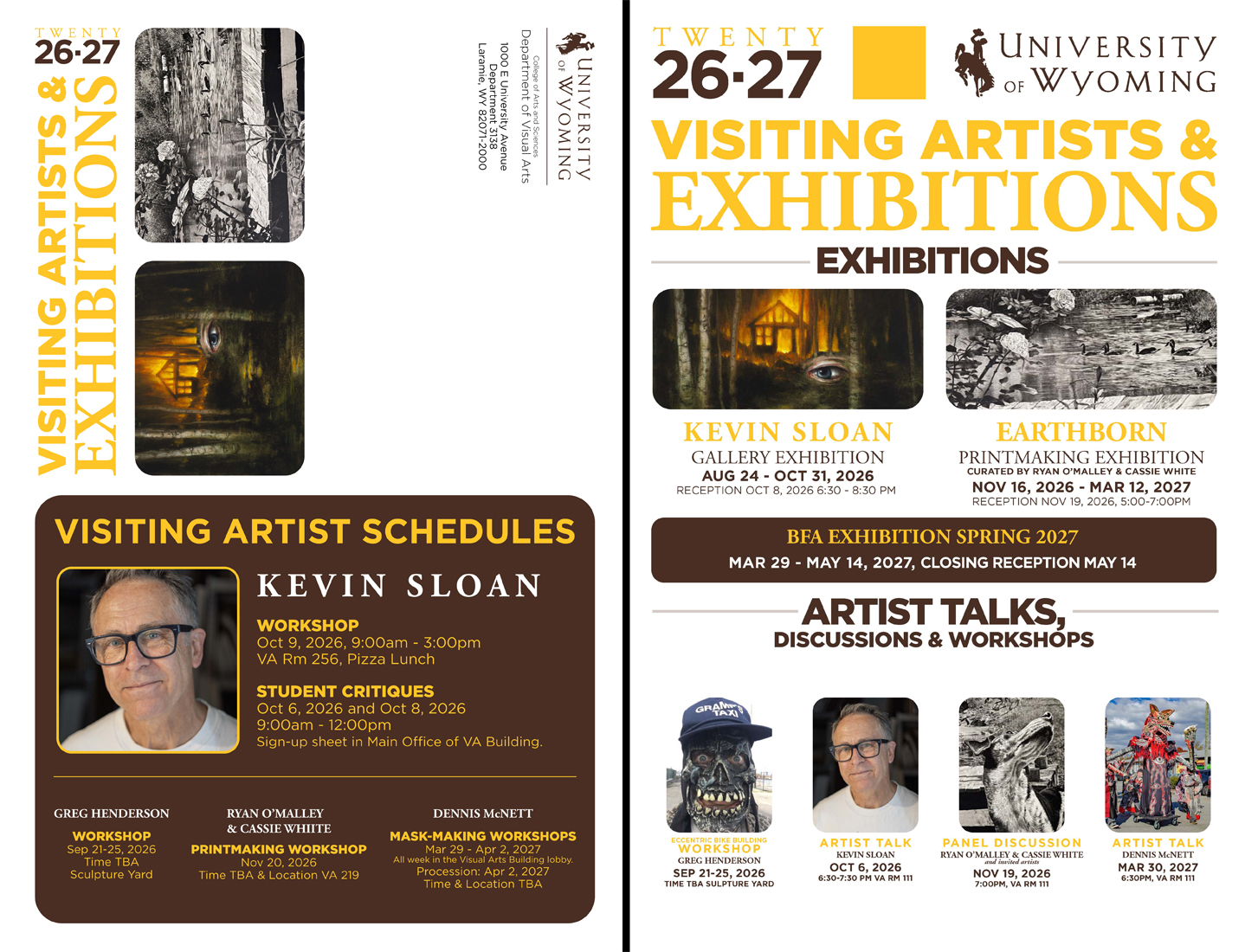 A collage of artr events posters for fall 2026 programming.