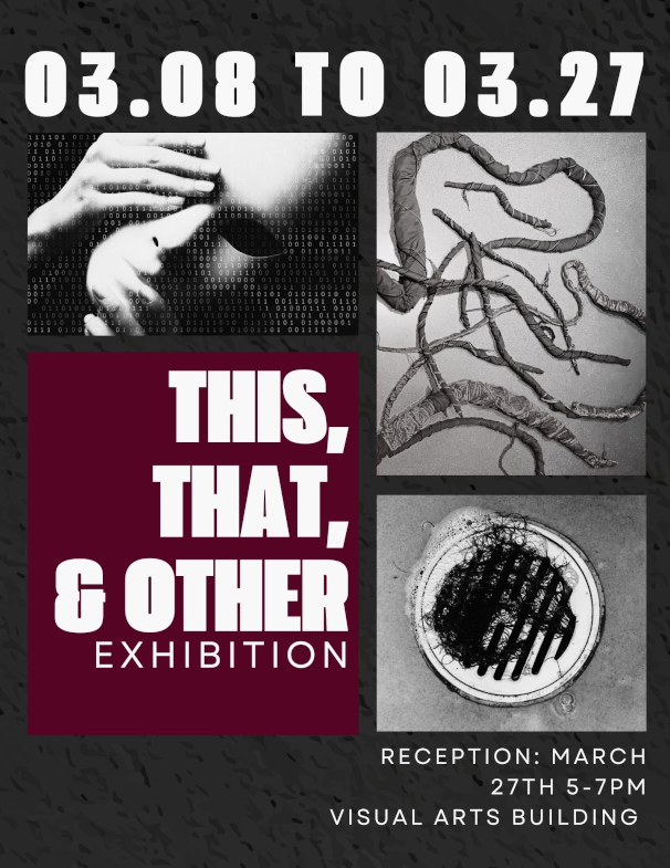 Gallery exhibition flyer that includes images and event information.