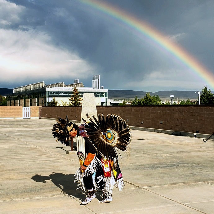 Image of Cross Bearchum performance on the Art Museum terrace