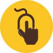 An icon of a hand using a mouse