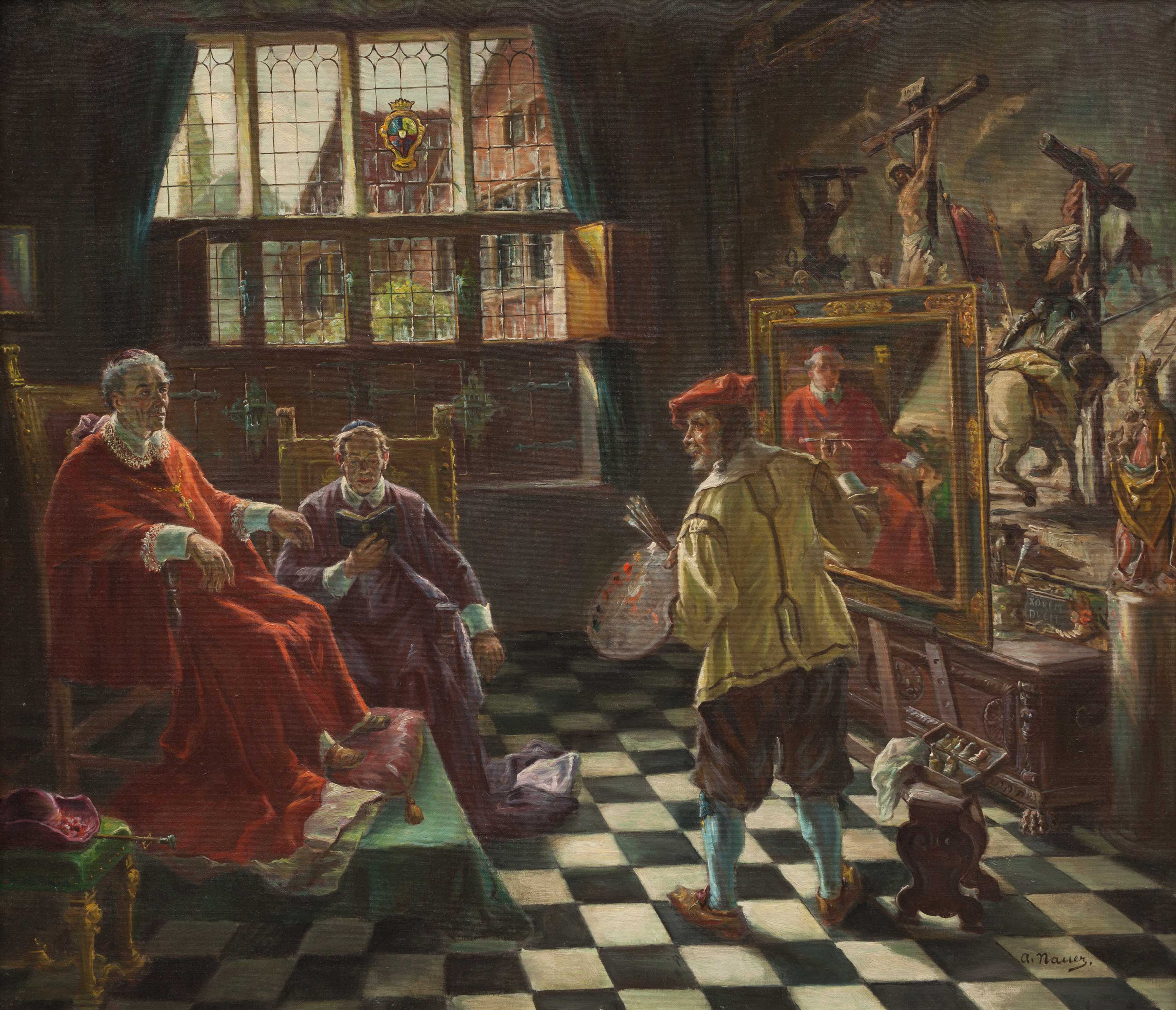 Adolf Nauer (German, 1893-1966), In the Studio, not dated, oil on canvas