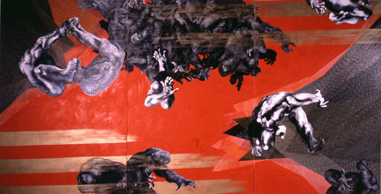 Michiko Itatani (Japanese-American, b.1948), Untitled from High-Point Contact, 1990, oil on canvas, 120 x 234 inches, gift of Lois Katz, 2002.3