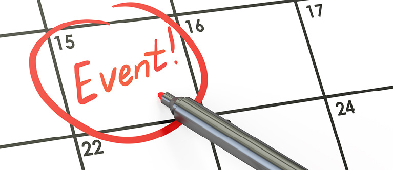 Event text circled in red on calendar