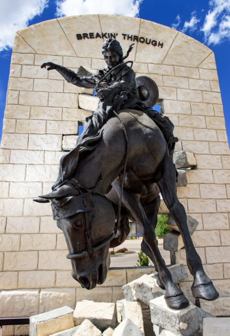 Bucking horse statue outside Gateway Building