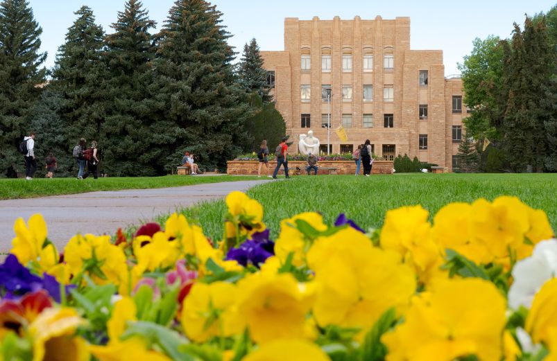 The exterior of the A&S building in the summer.