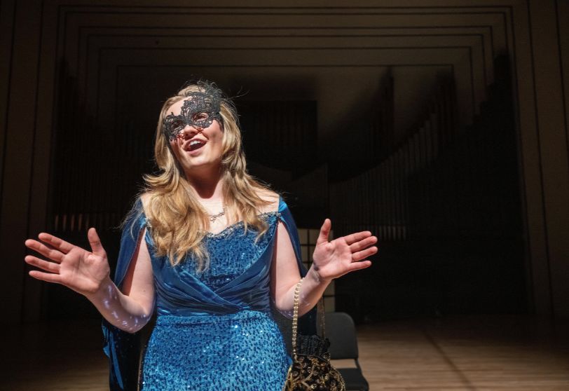 A student sings during an opera