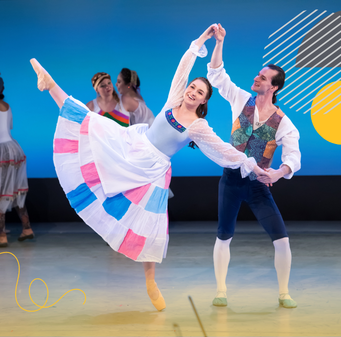 two students in a ballet performance