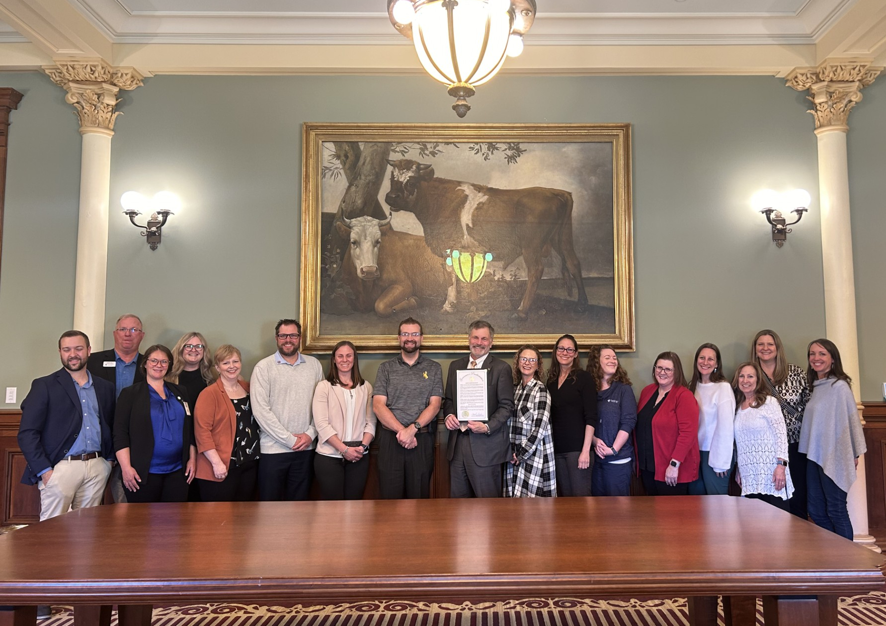 Group photo of The Wyoming Center on Aging's Healthier Wyoming Program and partners from the Cheyenne Regional Medical Center.