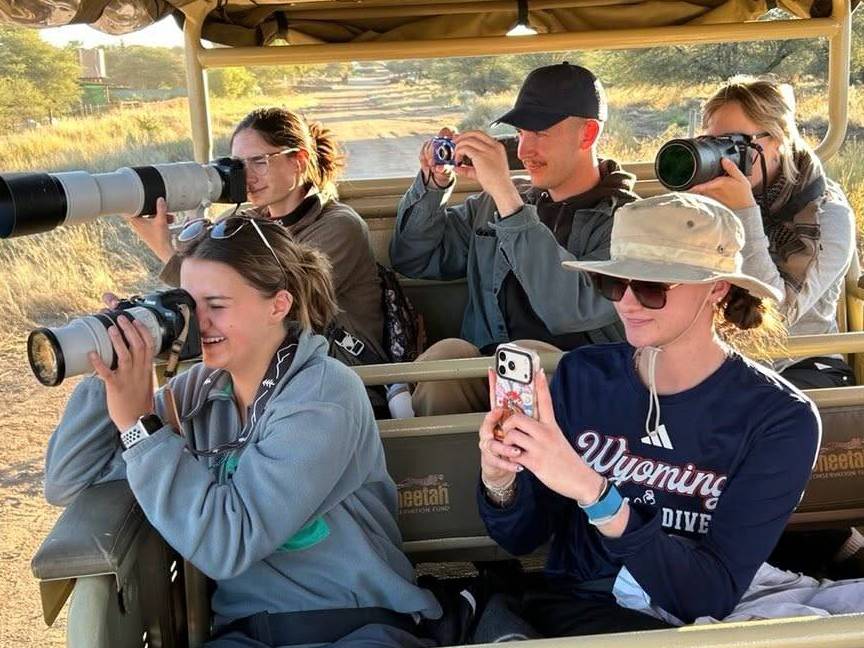 COJO students take photos while visiting the Cheetah Conservation Fund