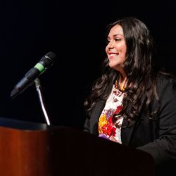 A student speaks at the 2023 honors convocation.