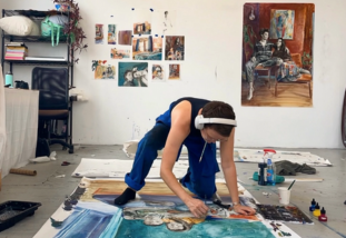 An artist at work in their studio
