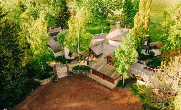 An aerial view of the Neltje Center.
