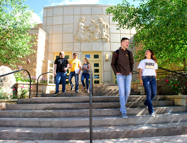 Students walking downstairs